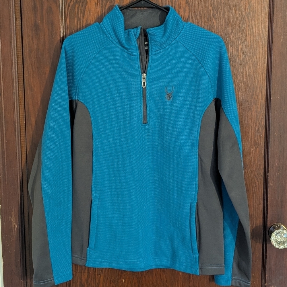 Spyder Men's Turquoise Blue Quarter Zip Pullover Size Small